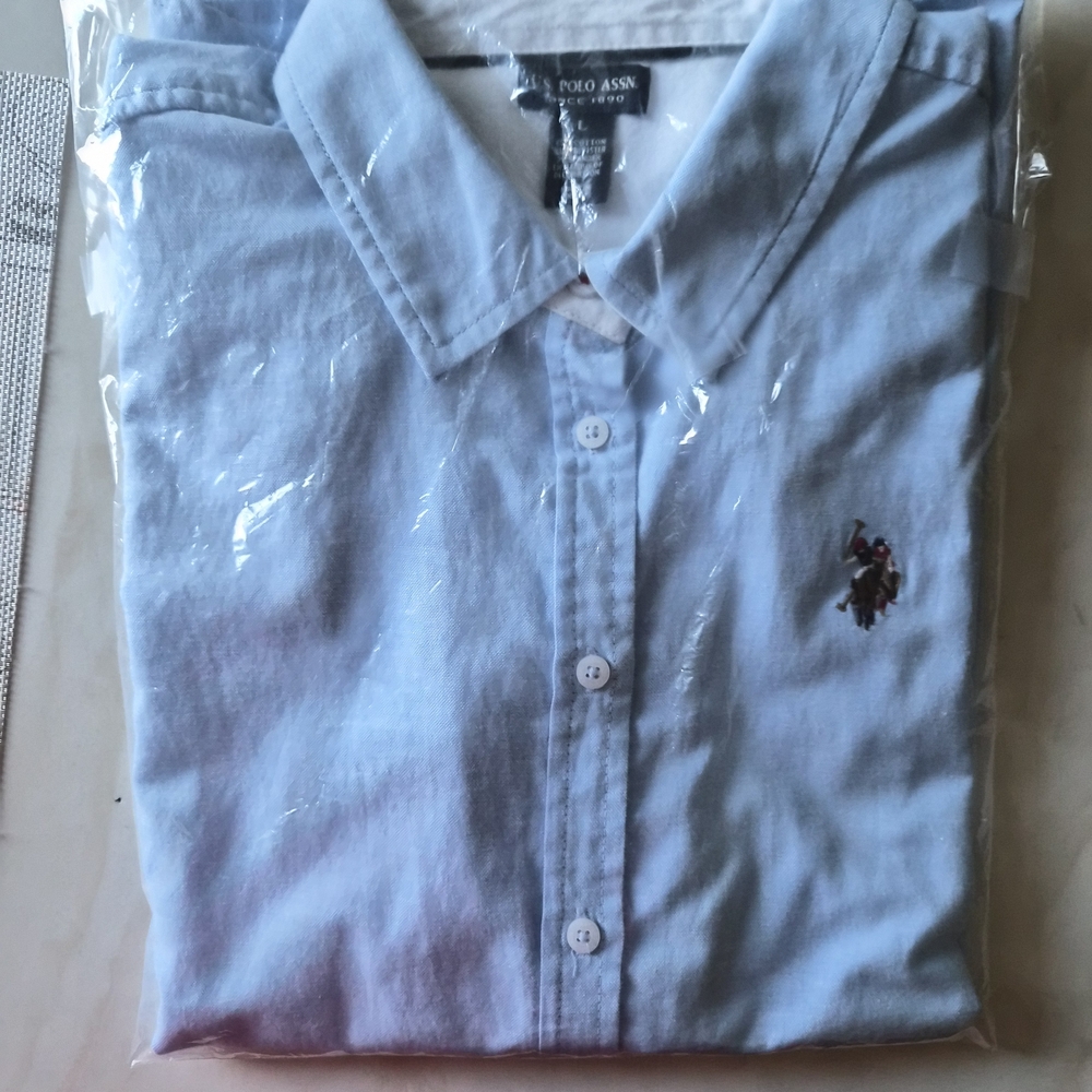 U.S. Polo Assn. Light Blue Button-Down Shirt with White Trim - Picture 2 of 11